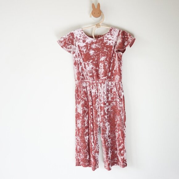 Cat & Jack Velour One-Piece Jumpsuit Coral Blush Pink Special Occasion Girls 3T - Picture 1 of 8